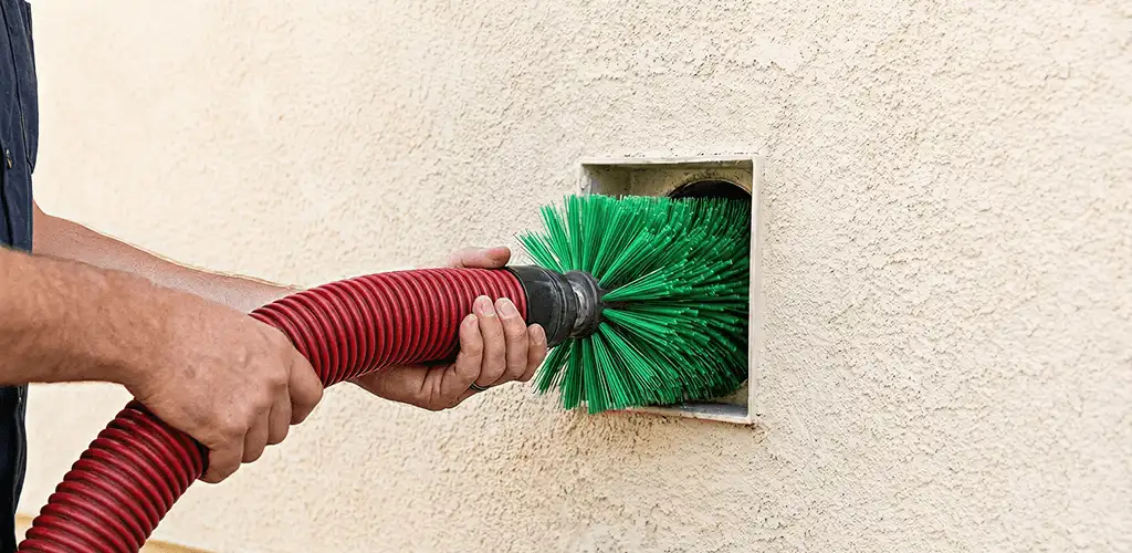 Air duct cleaning brush removing debris from a vent opening in Fort Collins, CO