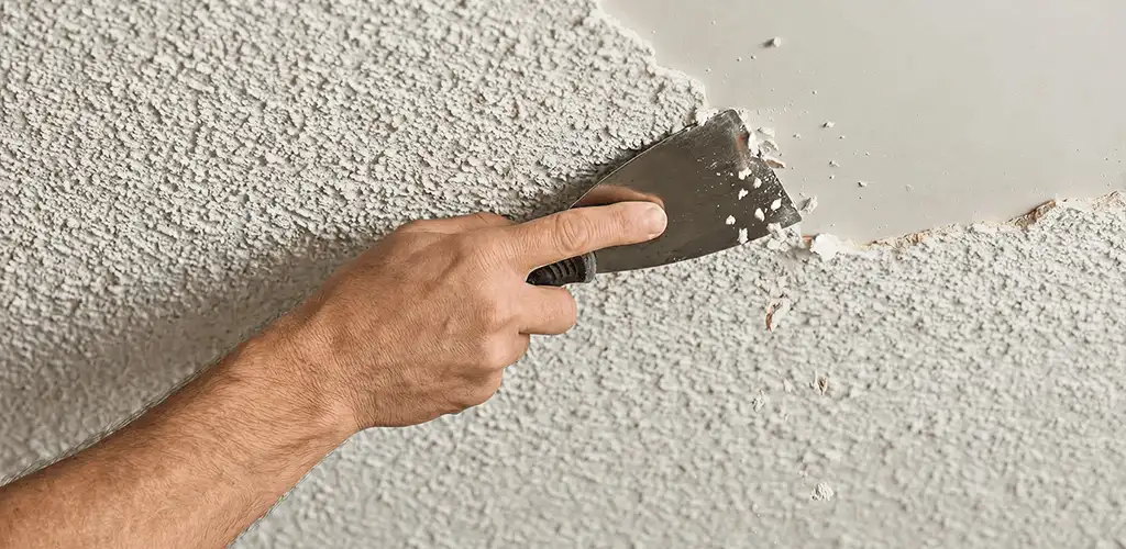 Popcorn ceiling removal scraping off textured ceiling finish in Fort Collins, CO