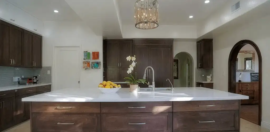 Cabinet refacing project with updated kitchen cabinets and island in Fort Collins, CO
