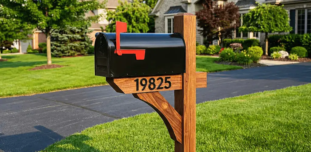New mailbox installation with post and address number for a home in Fort Collins, CO